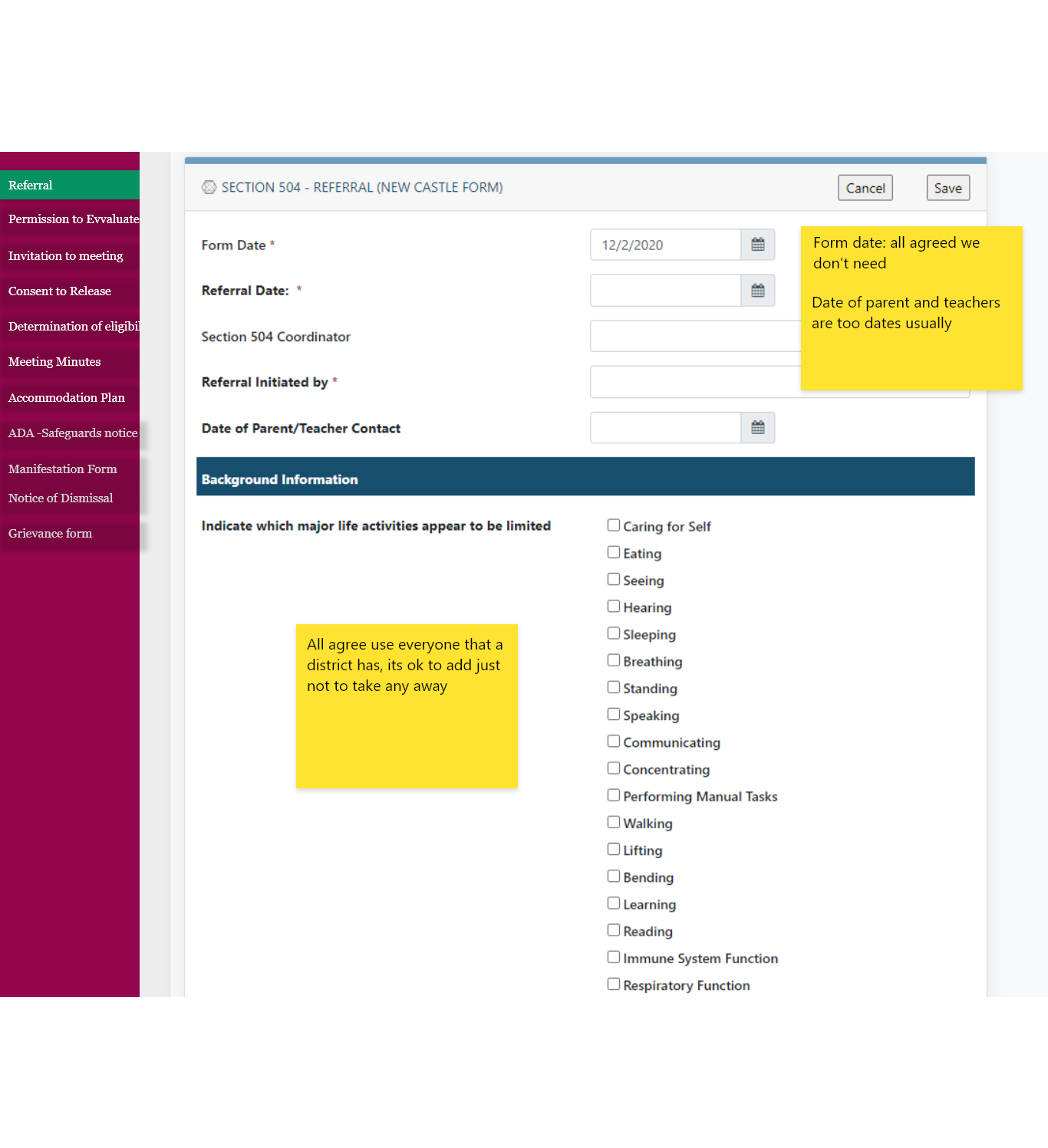 Focus Group data collection for forms