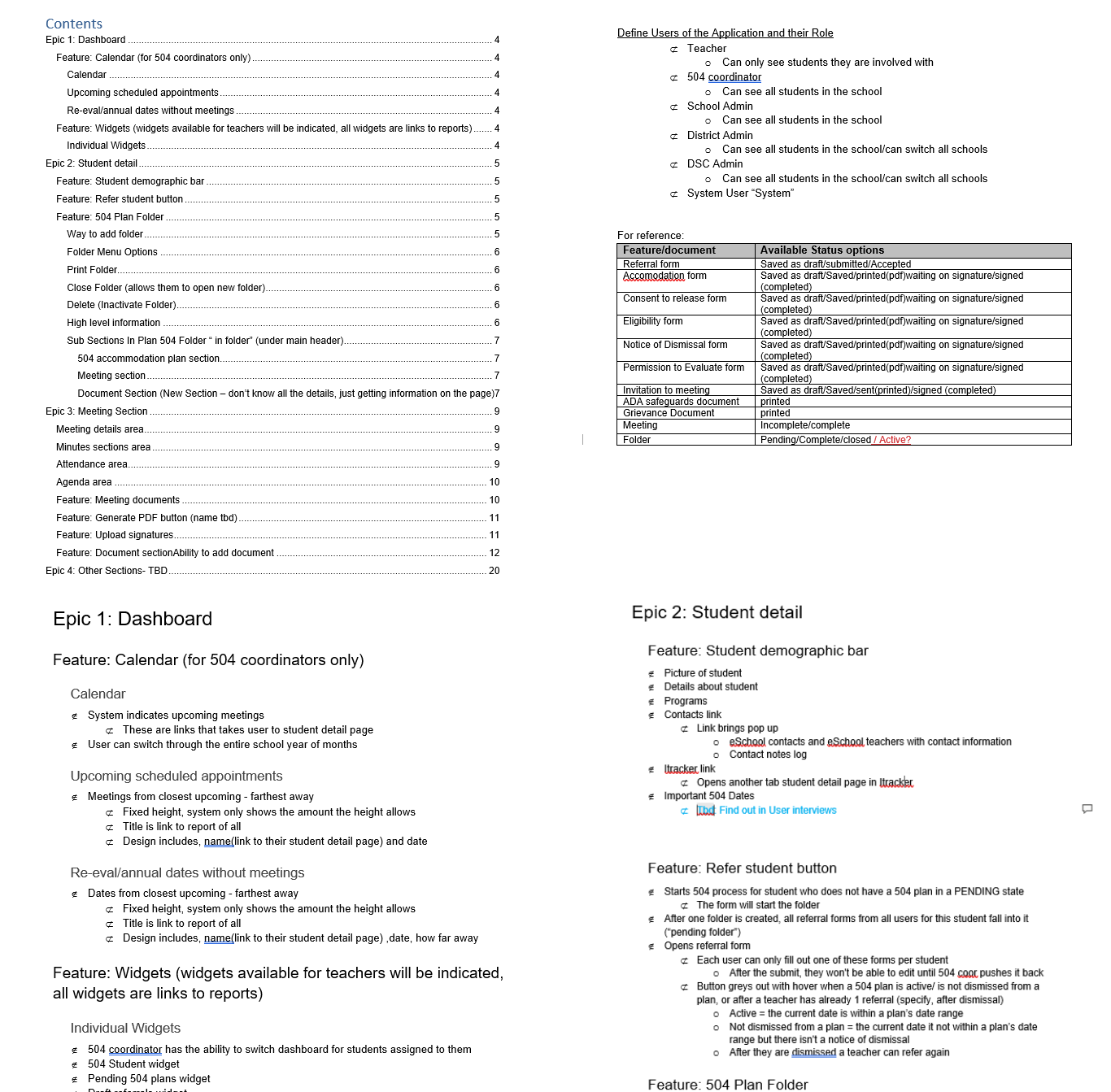 application requirements document